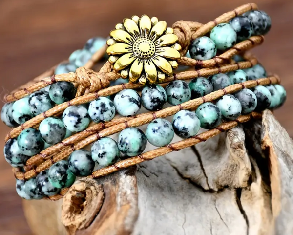 Wrap Bracelet in African turquoise