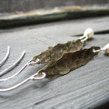 Jaclyn Dreyer - Hammered Antiqued Brass Drop Earring with Pearl