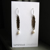 Jaclyn Dreyer - Hammered Antiqued Brass Drop Earring with Pearl