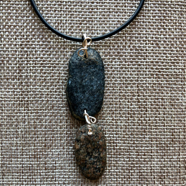 Marie Miklaszewski - Necklace 2 stone pendant black & brown stones