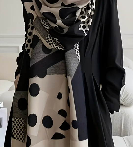 Depot - Black and White Geometric Oversized Scarf