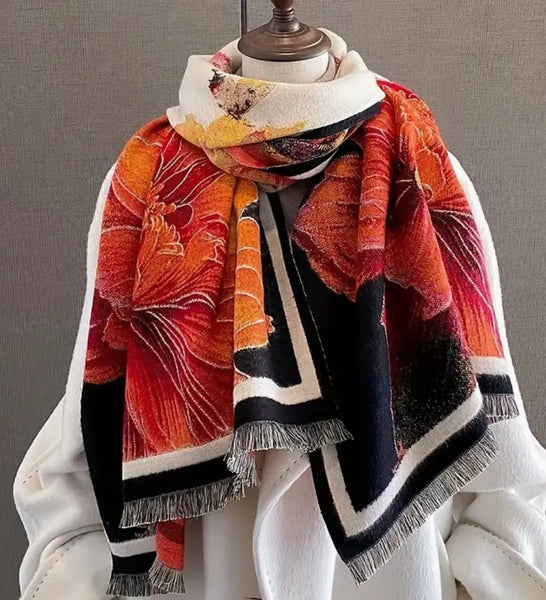 Depot - Orange/Black Oversized Scarf