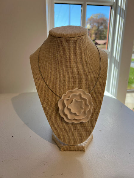 Lynne Tan - Necklace - Ivory 3 Petal flower