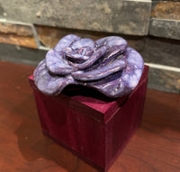 Dale Nichols and Sharon Meyers - Purple heart wood box with ceramic flower adornment