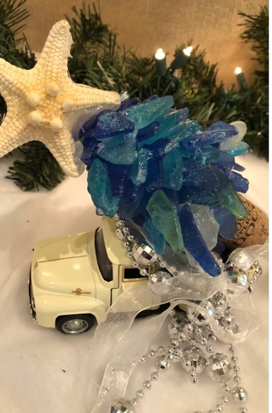 Irene Brown - Beach Glass Christmas Tree in Pickup Truck
