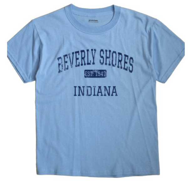 Beverly Shores Vintage T-Shirts Est 1947 - Light blue