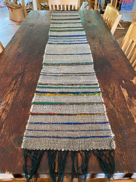 Suzy Vance - Table Runner - Natural with Colored Stripes