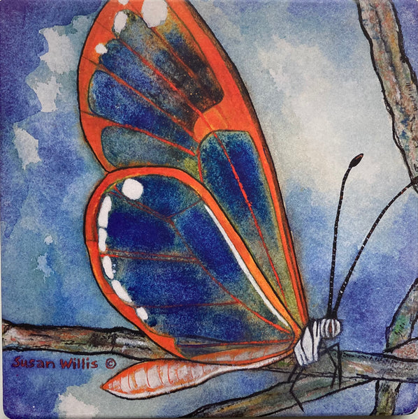 Susan Willis - Sandstone Trivet - Andromica Clearwing Butterfly
