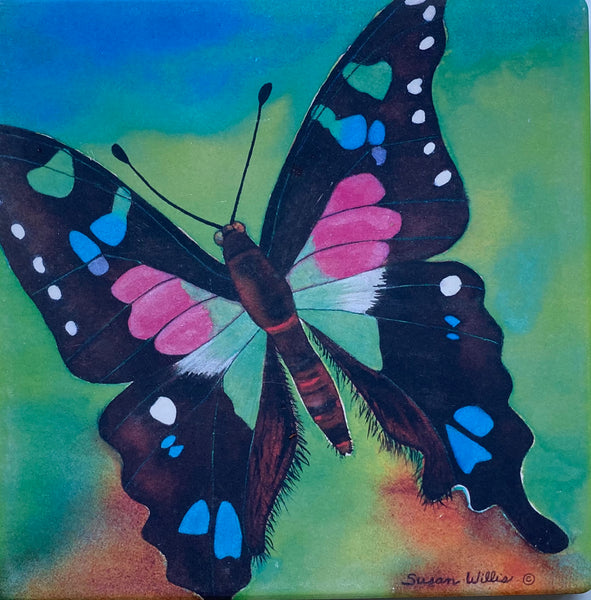 Susan Willis - Sandstone Trivet - Purple Mountain Emperor Butterfly