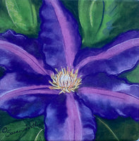 Susan Willis - Sandstone Trivet - Purple Clematis
