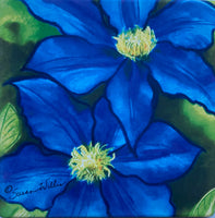 Susan Willis - Sandstone Trivet - Blue Clematis