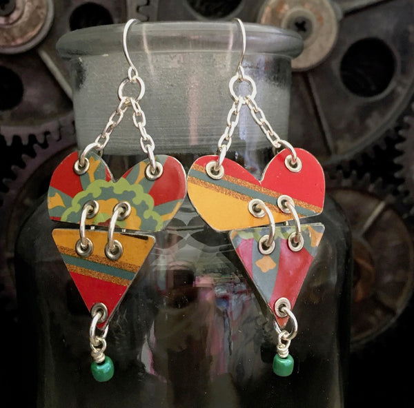 Lisa Nordstrom - Earrings -- Recycled Tin Mended Heart