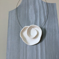 Lynne Tan - Porcelain Necklace Wire Abstract Rose - Ivory