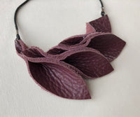 Mary Parks - Leather Necklace Burgundy Leaves