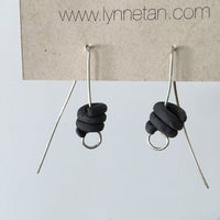 Lynne Tan - Porcelain Earrings Coil Tail in Charcoal