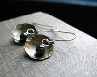 Jaclyn Dreyer - Hammered Antiqued Brass with Hematite Pearl Earrngs