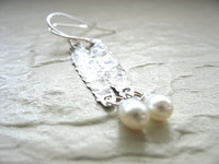 Jaclyn Dreyer - Hammered Oxidized Silver Drop Earrings with Pearl