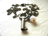 Jaclyn Dreyer - Skeleton Key, Hematite & Pearl Necklace