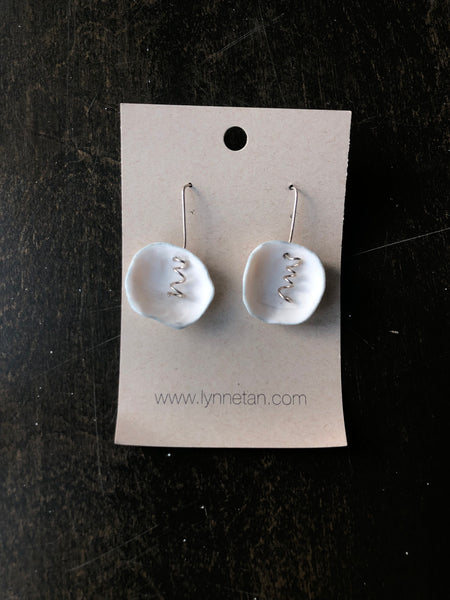 Lynne Tan - Porcelain Earrings Square with Spiral Sterling - Ivory