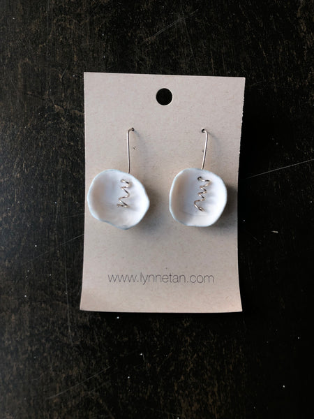 Lynne Tan Porcelain Earrings Square with Spiral Sterling Ivory